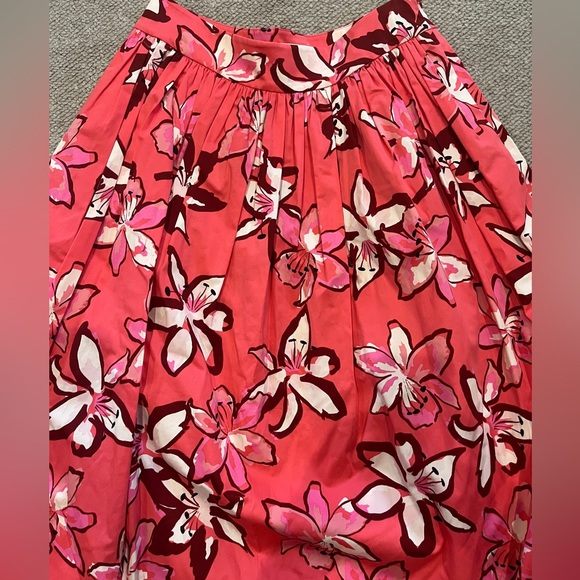 KATE SPADE Pink Floral Skirt Tiger Lily Flower Midi Antilles Bubble High Waist 4 - Picture 2 of 13